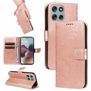 For Motorola Moto G56 5G Swallowtail Butterfly Embossed Leather Phone Case(Rose Gold)