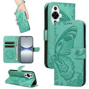 For Huawei nova 11 5G / 12s 4G Swallowtail Butterfly Embossed Leather Phone Case(Green)