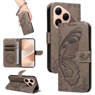 For Huawei Pura 80 5G Swallowtail Butterfly Embossed Leather Phone Case(Grey)