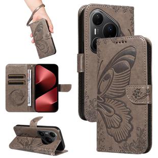 For Huawei Pura 80 Pro 5G Swallowtail Butterfly Embossed Leather Phone Case(Grey)