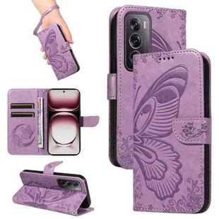 For OPPO Reno12 Pro 5G Global Swallowtail Butterfly Embossed Leather Phone Case(Purple)