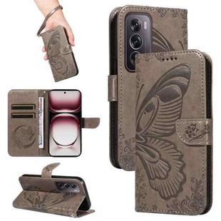 For OPPO Reno12 Pro 5G Global Swallowtail Butterfly Embossed Leather Phone Case(Grey)