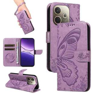 For OPPO A5 Pro 5G Global Swallowtail Butterfly Embossed Leather Phone Case(Purple)