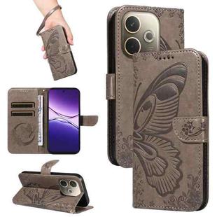 For OPPO A5 Pro 5G Global Swallowtail Butterfly Embossed Leather Phone Case(Grey)
