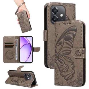 For OPPO A3 5G Global / A60 5G Swallowtail Butterfly Embossed Leather Phone Case(Grey)