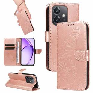 For OPPO A3 5G Global / A60 5G Swallowtail Butterfly Embossed Leather Phone Case(Rose Gold)