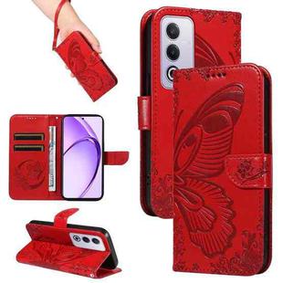 For OPPO K12X 5G Global Swallowtail Butterfly Embossed Leather Phone Case(Red)