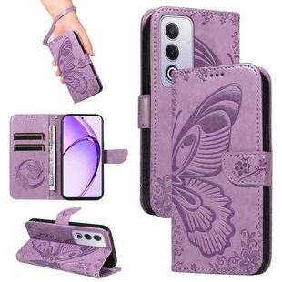 For OPPO K12X 5G Global Swallowtail Butterfly Embossed Leather Phone Case(Purple)