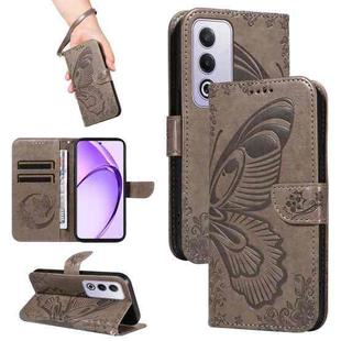 For OPPO K12X 5G Global Swallowtail Butterfly Embossed Leather Phone Case(Grey)