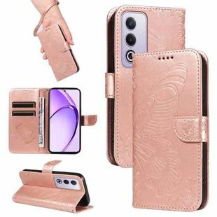 For OPPO K12X 5G Global Swallowtail Butterfly Embossed Leather Phone Case(Rose Gold)