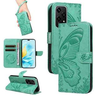 For Honor 200 Lite Global Swallowtail Butterfly Embossed Leather Phone Case(Green)