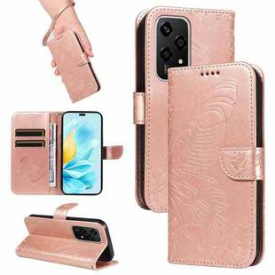 For Honor 200 Lite Global Swallowtail Butterfly Embossed Leather Phone Case(Rose Gold)