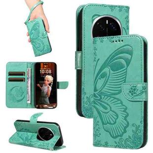 For Honor Magic7 Pro Swallowtail Butterfly Embossed Leather Phone Case(Green)