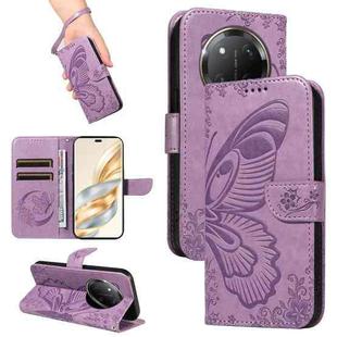 For Honor X9C 5G Global Swallowtail Butterfly Embossed Leather Phone Case(Purple)