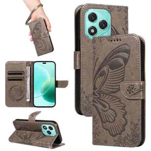 For Honor 400 Lite Swallowtail Butterfly Embossed Leather Phone Case(Grey)
