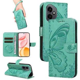For Honor 400 Global 156.5mm Swallowtail Butterfly Embossed Leather Phone Case(Green)