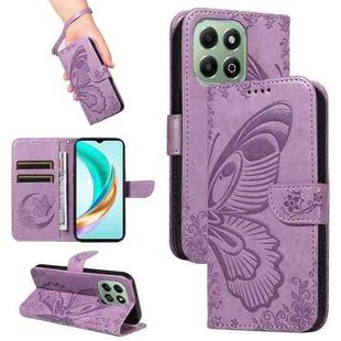 For Honor X6c / X6b / X6a / X5b Swallowtail Butterfly Embossed Leather Phone Case(Purple)
