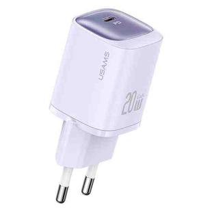 USAMS CC248 20W USB-C / Type-C GaN Fast Charger, EU Plug(Purple)