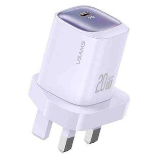 USAMS CC250 20W USB-C / Type-C GaN Fast Charger, UK Plug(Purple)