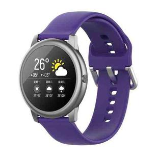 For Xiaomi Haylou Solar LS05 Silicone Solid Color Silver Buckle Watch Band, Size: 22mm(Purple)