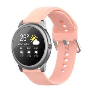 For Xiaomi Haylou Solar LS05 Silicone Solid Color Silver Buckle Watch Band, Size: 22mm(Light Pink)