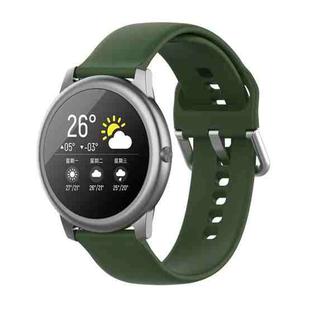 For Xiaomi Haylou Solar LS05 Silicone Solid Color Silver Buckle Watch Band, Size: 22mm(Army Green)