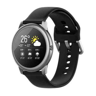 For Xiaomi Haylou Solar LS05 Silicone Solid Color Silver Buckle Watch Band, Size: 22mm(Black)