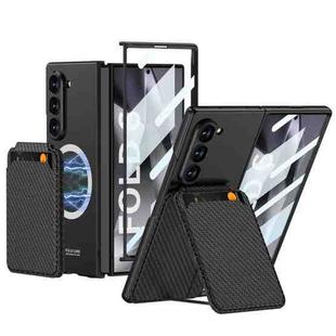 For Samsung Galaxy Z Fold6 GKK Integrated Magsafe Detachable Card Slot Phone Case(Carbon Fiber)