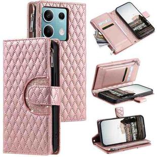 For Motorola Edge 60 Fusion Glitter Lattice Zipper Wallet Leather Phone Case(Rose Gold)
