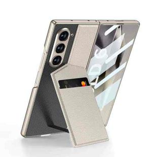 For Samsung Galaxy Z Fold6 GKK Integrated Rotor Bracket Recessed Card Bag Phone Case(Titanium Grey)