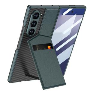 For Samsung Galaxy Z Fold7 5G GKK Integrated Rotor Bracket Recessed Card Bag Phone Case(Green)