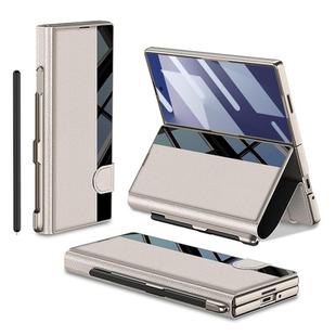 For Samsung Galaxy Z Fold7 5G GKK Integrated Full Coverage Flip Phone Case with Pen Slot, Not Included Pen(Titanium Gray)
