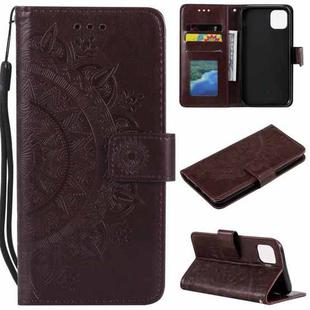 For Xiaomi Redmi 13 4G Totem Flower Embossed Leather Phone Case with Lanyard(Brown)