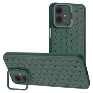 For Motorola Moto G14 Honeycomb Radiating Lens Holder TPU Phone Case(Green)