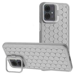 For Motorola Moto G14 Honeycomb Radiating Lens Holder TPU Phone Case(Grey)