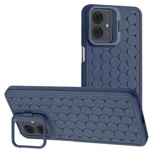 For Motorola Moto G14 Honeycomb Radiating Lens Holder TPU Phone Case(Blue)