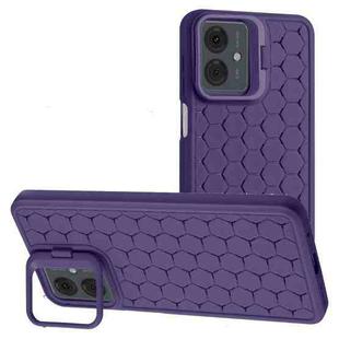 For Motorola Moto G14 Honeycomb Radiating Lens Holder TPU Phone Case(Purple)