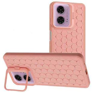 For Motorola Moto G24 / G04 Honeycomb Radiating Lens Holder TPU Phone Case(Pink)