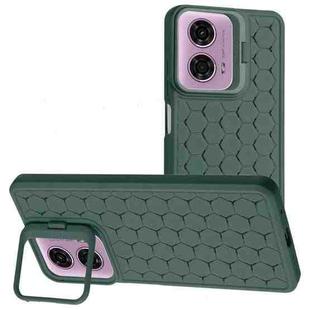 For Motorola Moto G24 / G04 Honeycomb Radiating Lens Holder TPU Phone Case(Green)