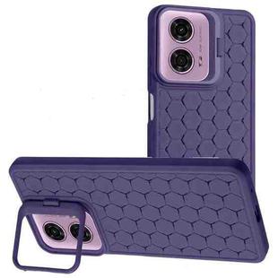 For Motorola Moto G24 / G04 Honeycomb Radiating Lens Holder TPU Phone Case(Purple)