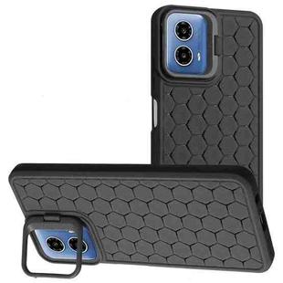 For Motorola Moto G34 Honeycomb Radiating Lens Holder TPU Phone Case(Black)