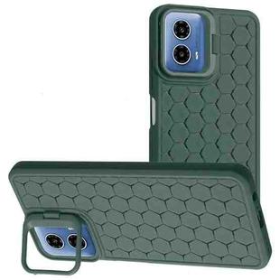 For Motorola Moto G34 Honeycomb Radiating Lens Holder TPU Phone Case(Green)