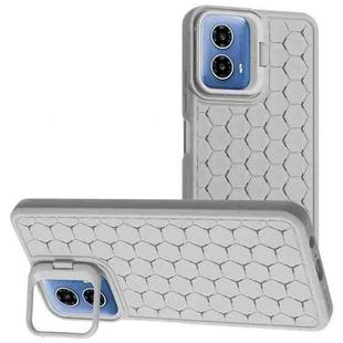 For Motorola Moto G34 Honeycomb Radiating Lens Holder TPU Phone Case(Grey)