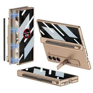 For Samsung Galaxy Z Fold6 GKK Integrated Anti Peep Full Coverage Magnetic Fold Phone Case with Pen Slot, Not Included Pen(Gold)