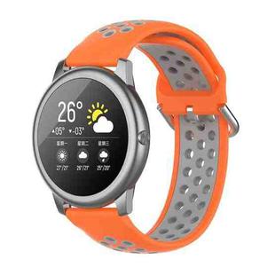 For Xiaomi Haylou Solar LS05 Two-tone Silicone Watch Band, Size: 22mm(Orange Gray)