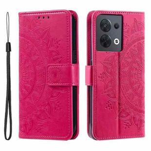 For Motorola Edge 50 Ultra Totem Flower Embossed Leather Phone Case with Lanyard(Red)