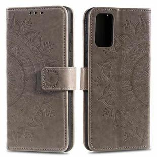 For Motorola Edge 50 Fusion Totem Flower Embossed Leather Phone Case with Lanyard(Grey)