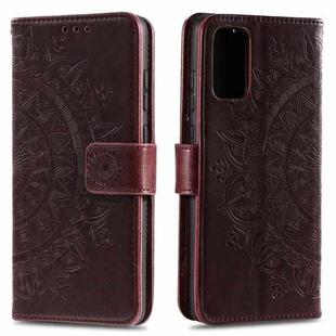 For Motorola Edge 50 Fusion Totem Flower Embossed Leather Phone Case with Lanyard(Brown)