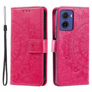 For Motorola Moto G05 Totem Flower Embossed Leather Phone Case with Lanyard(Red)