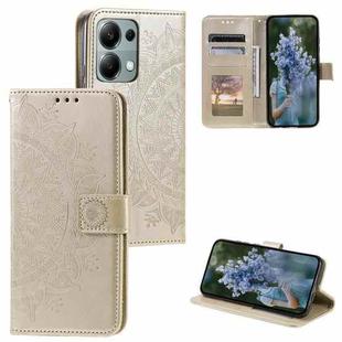For Motorola Edge 60 Fusion Totem Flower Embossed Leather Phone Case with Lanyard(Gold)